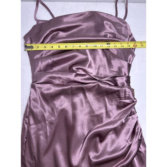 Birdy Grey Lydia Maxi Dress in Shiny Satin Dark Mauve. Size L - Picture 9 of 9